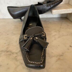 PRADA Tassel Kitten Heel Black Vintage Pumps 37 1/2